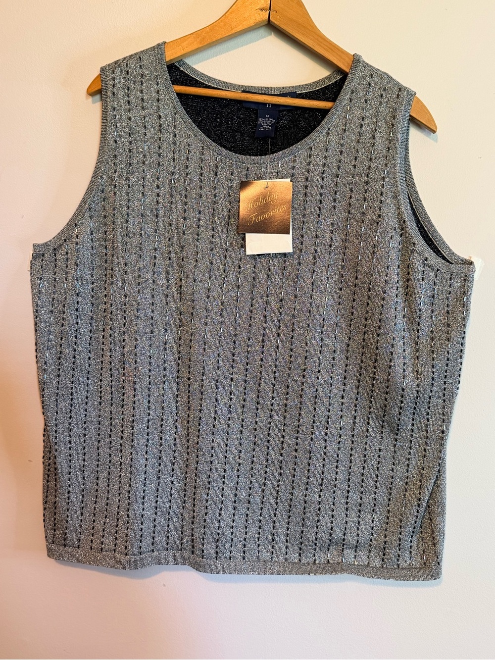 Preston & York Silver Metallic Sleeveless Knit Tank